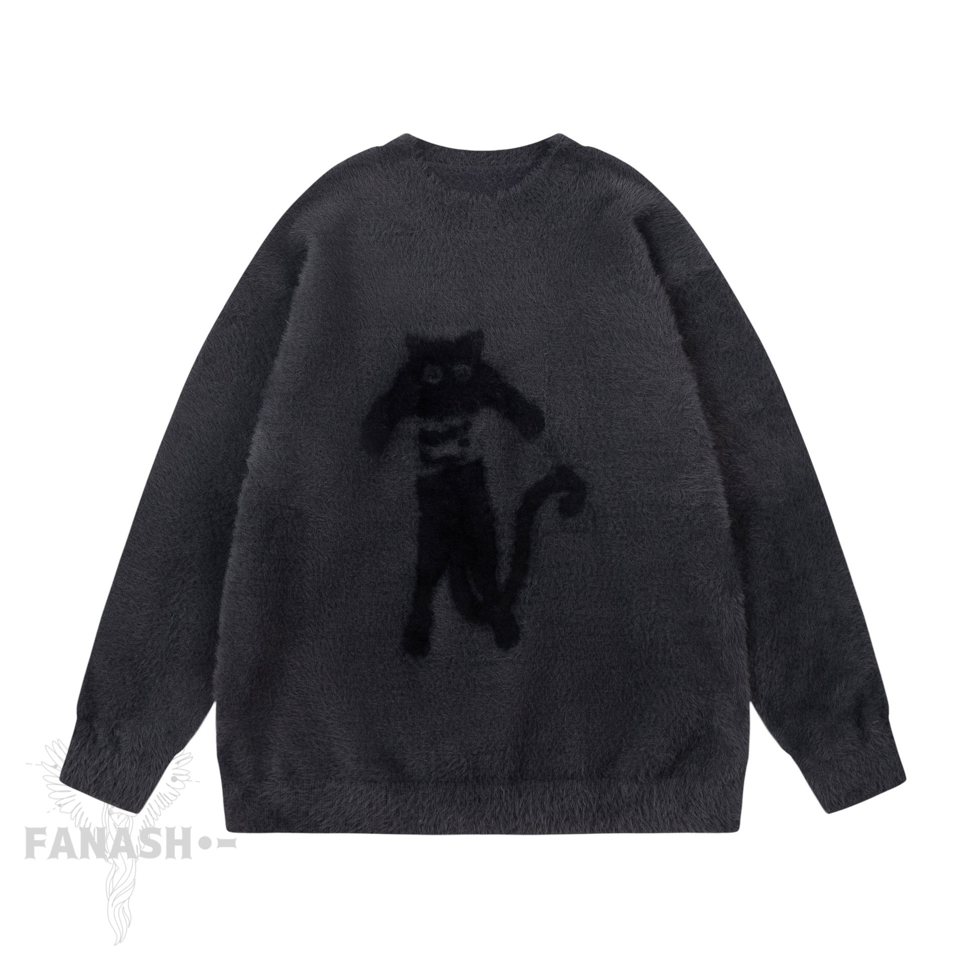 男女兼用 レトロキャットラウンドネックセーター(全4色) – FANASH•−