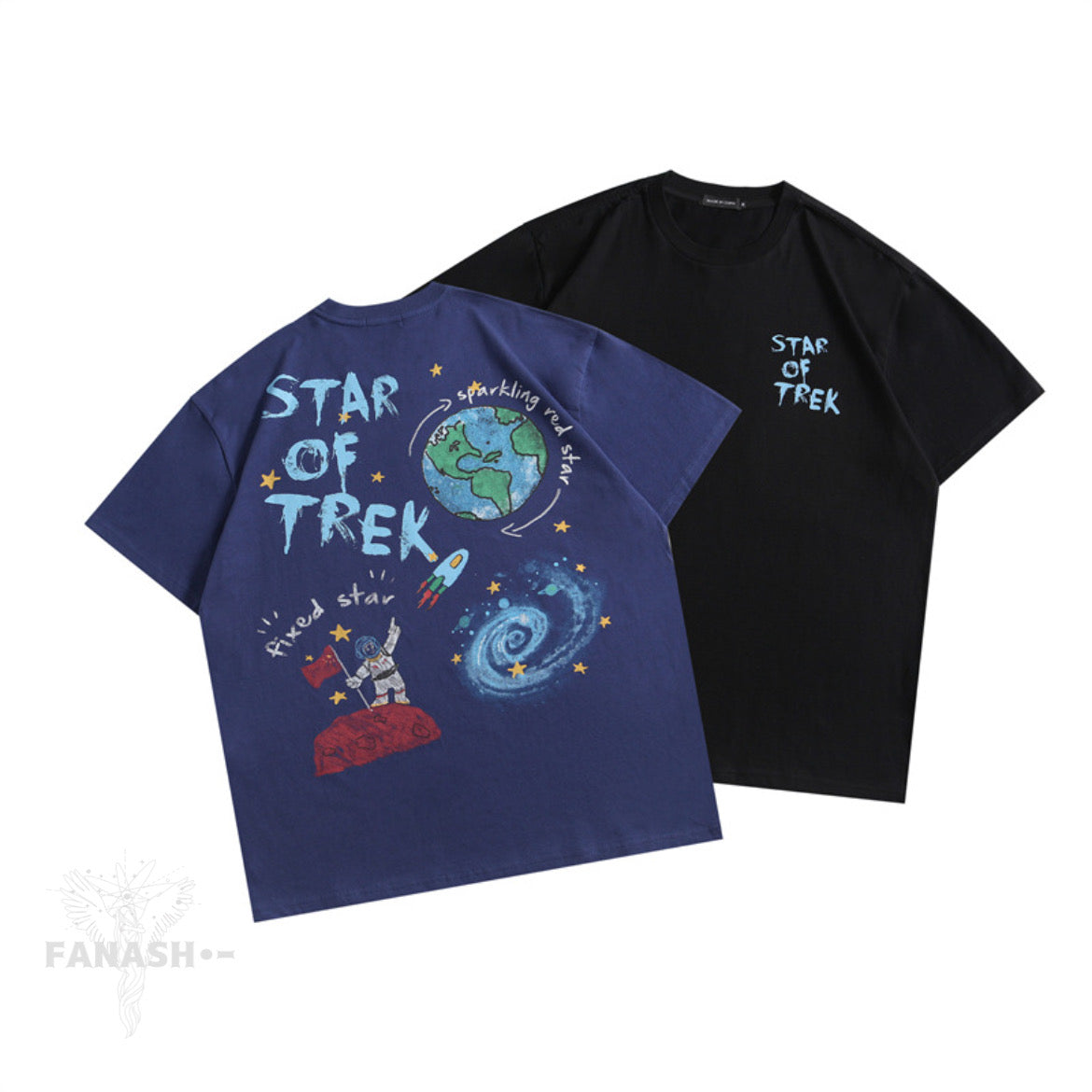 「宇宙」プリントストリートTシャツ(全2色)