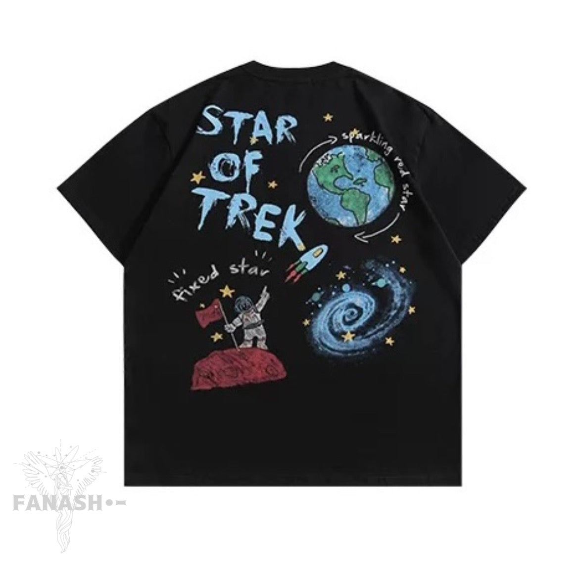 「宇宙」プリントストリートTシャツ(全2色)