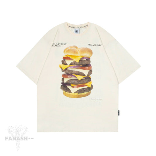 ユニセックス　夏　ハンバーガーTシャツ